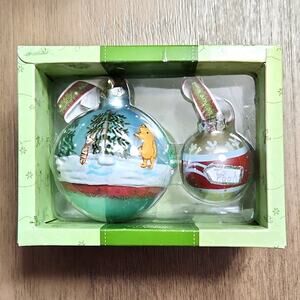 Disney Classic Pooh Christmas Ornaments Painted Glass Winnie the Pooh